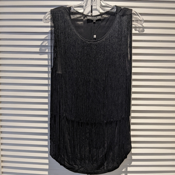 Generation Love Tops - Generation Love Black Fringe Sleeveless Top Size Medium NWT